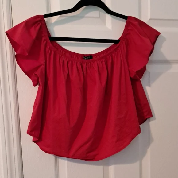 Forever 21 Red Ruffle Sleeve Blouse Size S - Picture 1 of 3